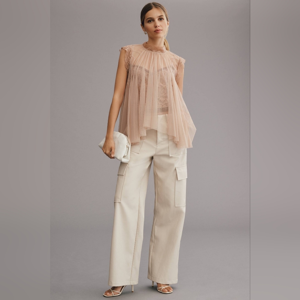 NWT By Anthropologie Godet Tulle Swing Top Color Rose Size M